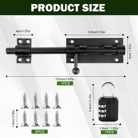 Stainless Steel Door Latch, 200mm Long Deadbolt Lock Sliding Bolt Bolt Bolt Door Bolt Outdoor Garden Gate Latch Sliding Lock Gate Latch Lock Floor Slider for Doors, Windows, Fences