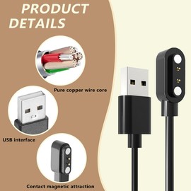 MAIXIANGGUOJI Smart Watch Charger Magnetic Smart Watch Charging Cables 2 pin 2.8mm Compatible with YAMAY SW025 Letsfit ID206 ID205L ID205U ID205S ID216 Umidigi Uwatch SW023 (Black)
