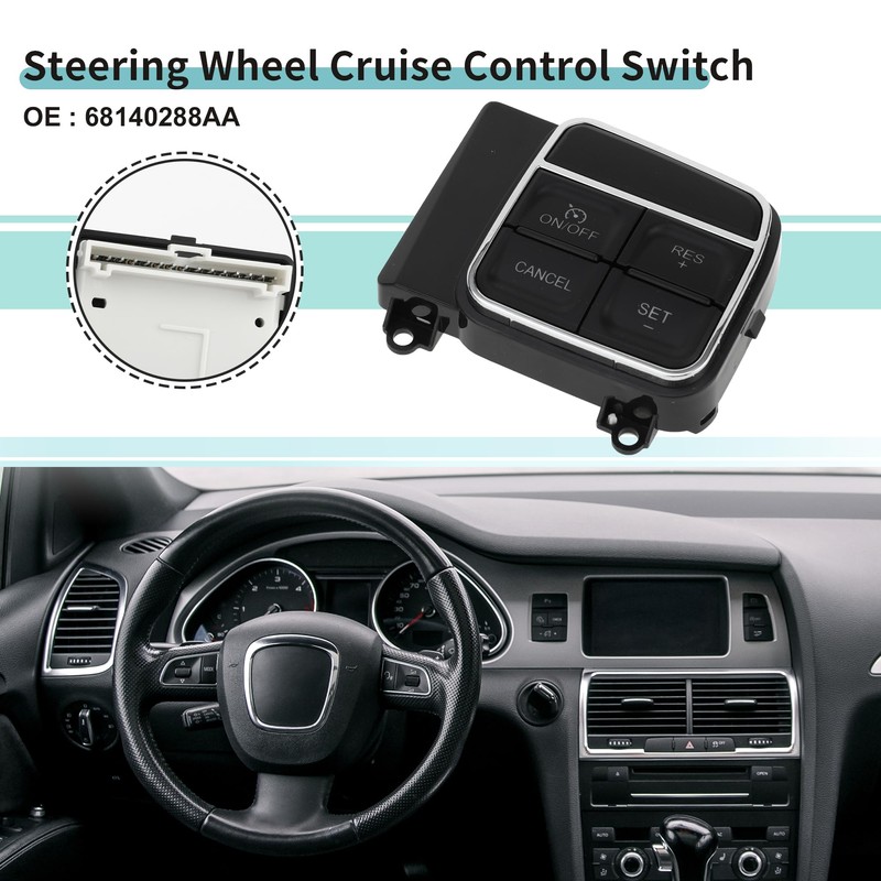 A ABSOPRO Steering Wheel Cruise Control Switch Button Black Suitable