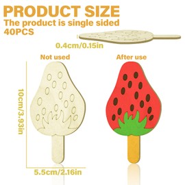 HAIKING DIY Craft Wood Cutouts, 40 PCS Unfinished Wooden Slices for Painting, Art Projects, Home Decor (8 Ice Cream Shapes)