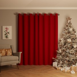 Sun Zero Nordic 2-Pack Theater Grade Noise Reducing Extreme 100% Blackout Grommet Curtain Panel Pair, 52" x 63", Red