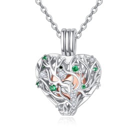 TANGPOET Ash Necklace 925 Sterling Silver Urn Chains for Ashes Heart Memorial Cremation Jewellery Ash Keepsake Pendant for Mum Dad Women Men Pet with Funnel Filler Kit, Sterling Silver, Cubic Zirconia