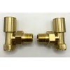 Greened House Alton Brushed Brass/Gold Angled Towel Rail Valves 1/2"