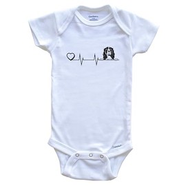 Heart Heartbeat Line Chart Springer Spaniel Dog Breed Baby Bodysuit, 0-3 Months White