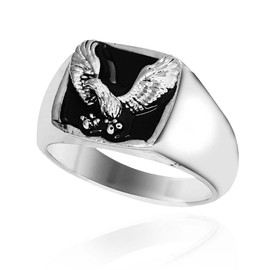 Vintage Hawk Eagle Ring for Men, USA Flying American Bald Eagle Ring, Viking Eagle Totem Rings, Retro Eagle Signet Amulet Ring, Punk Rock Animal Eagle Patriotic Jewelry Jewelry for Veterans Men Mens (12)