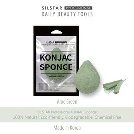 SILSTAR PROFESSIONAL Konjac Facial Sponge Tear Drop Pure Aloe Green 208 - Our Konjac Sponge offers an amazing cleansing and shaving experience.
