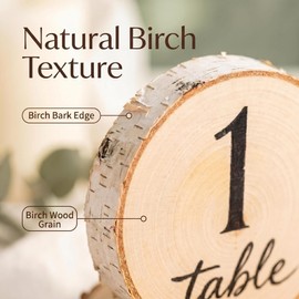 Gloxyuni Wooden Table Numbers 1-10, Natural Birch Wood Slice Table Number Signs, Reusable Table Number Signs for Wedding Reception, Bridal Shower, Birthday Party, Restaurant Events