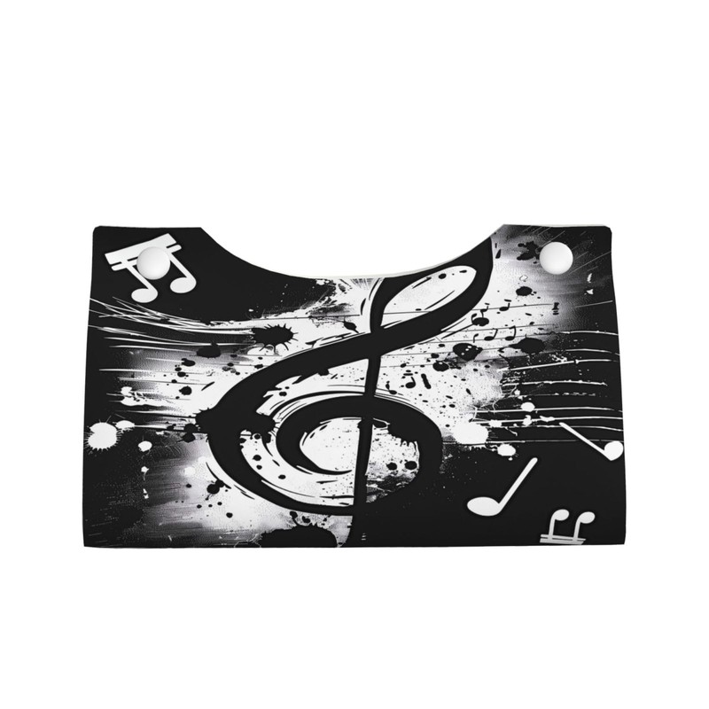 Retro Music Notes Pattern Rectangle Tissue Box Cover PVC Faux