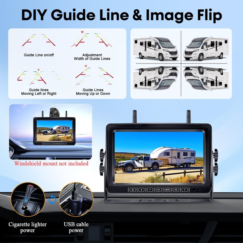 Wireless RV Backup Camera 7-inch for Trailer: Easy Setup Solar