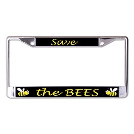 Save The Bees Chrome License Plate Frame