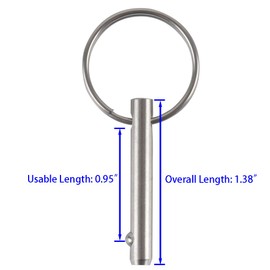 VTurboWay 2 Pack Small Quick Release Pin, Diameter 3/16", Usable Length 0.95", Full 316 Stainless Steel, Bimini Top Pin, Marine Hardware