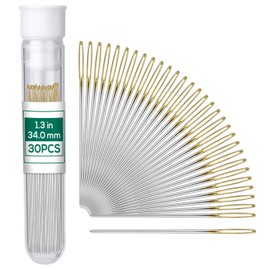 MASPHY 30 Pieces Sewing Needles, 3.4 cm Large Eye Needles, Embroidery Needles Set, Large-Eyed Blunt Needles with Transparent Bottle for Hand Sewing Wool Leather Crafts