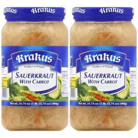 KRAKUS SAUERKRAUT WITH CARROT 2 PACK X 31.74oz (900G). Product of Poland. Kapusta kwaszona z marchewka.