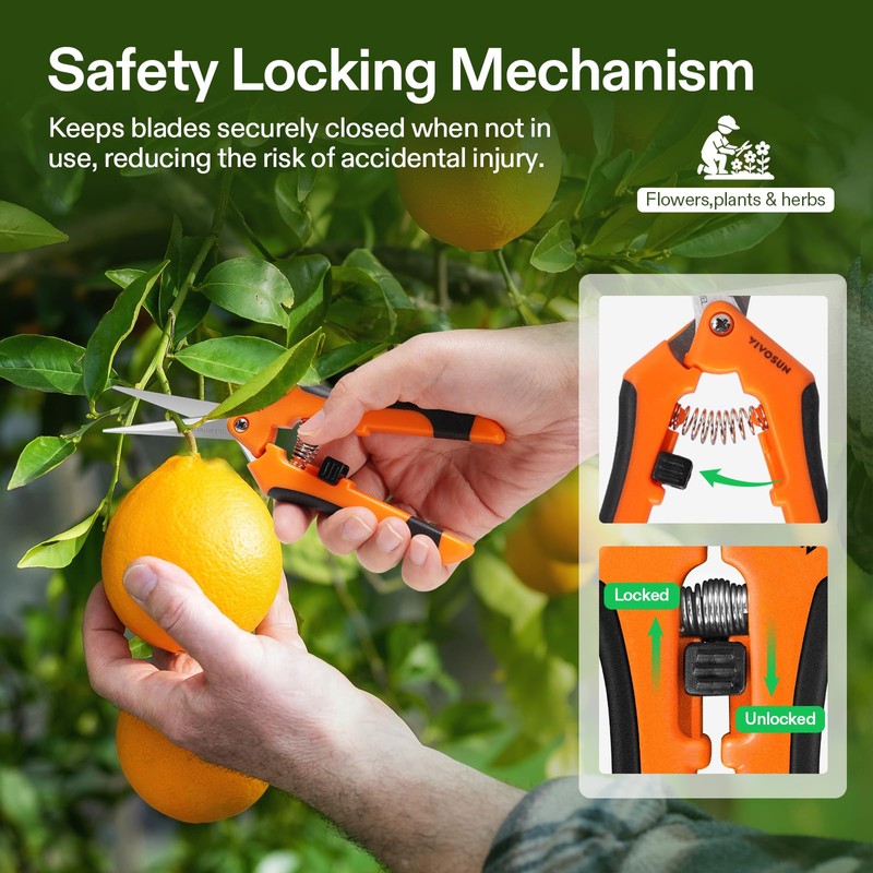 VIVOSUN 6.5 Inch Gardening Scissors Hand Pruner Pruning Shear with