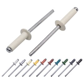 (Pack of 400 pcs) Painted Blind Rivets 4.0 x 14 mm, Dome Head, DIN 7337, Aluminum Rivet and Steel Mandrel, Pop Rivets (400, Pure White RAL 9010)