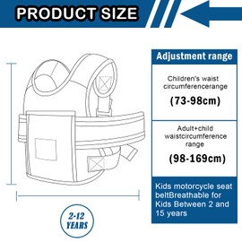 YUJUVI Children's Motorcycle Seat Belt Motorcycle Children's Belt Adjustable Children's Motorcycle Belt Breathable with Reflective Strips for Children Between 2 and 15 Years
