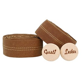 Gusti Kristina V Genuine Leather Handlebar Tape Bicycle 200 cm Grip Bar Tape Bicycle Accessories Road Bike with Cork Leather Strap Brown