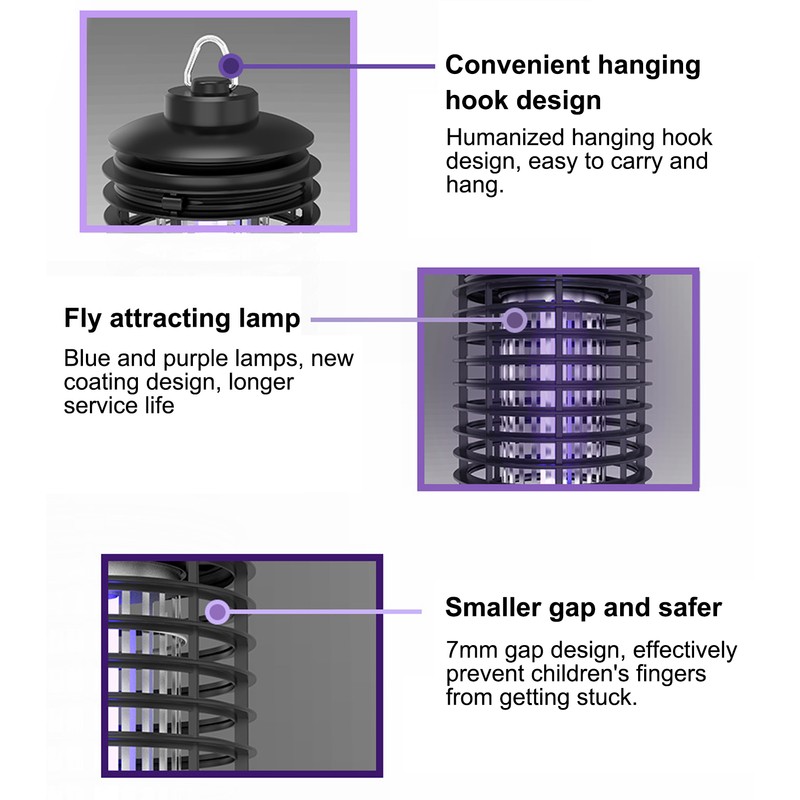 LED Fly Killer Lamp Blue and Purple Light Detachable Electric