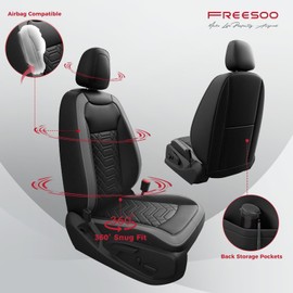 FREESOO Customed Seat Covers for Chevy Colorado Front Seats,for Colorado 2014-2022 Crew Cab Z71 LT ZR2 Work Truck Seats Covers 2Pcs(BlackGrey)