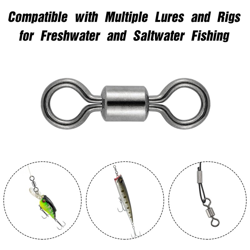 Alwonder 40 Count Rolling Barrel Fishing Swivel Stainless Steel Saltwater