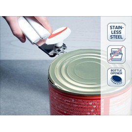 Leifheit Dosenöffner Lifty ComfortLine-Serie, für einfaches Öffnen ohne Kraftaufwand, Deckelöffner, Flaschenöffner, inklusive Kapselheber, weiß