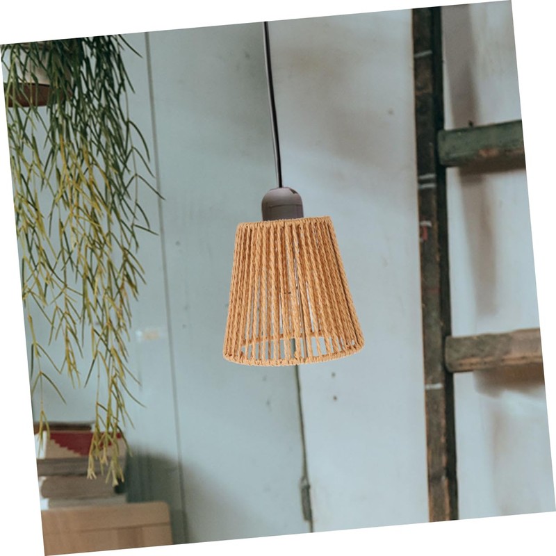 Cabilock Rattan Woven Pendant Lampshade Rustic Sconce Cover Style Small