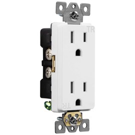 ENERLITES Industrial Grade Decorator Outlet, 15A 125V, Tamper-Resistant Duplex Receptacle, Self-Grounding, 5-15R, 2-Pole, 3-Wire Grounding, UL Listed, 63150-TR, White (10 Pack)