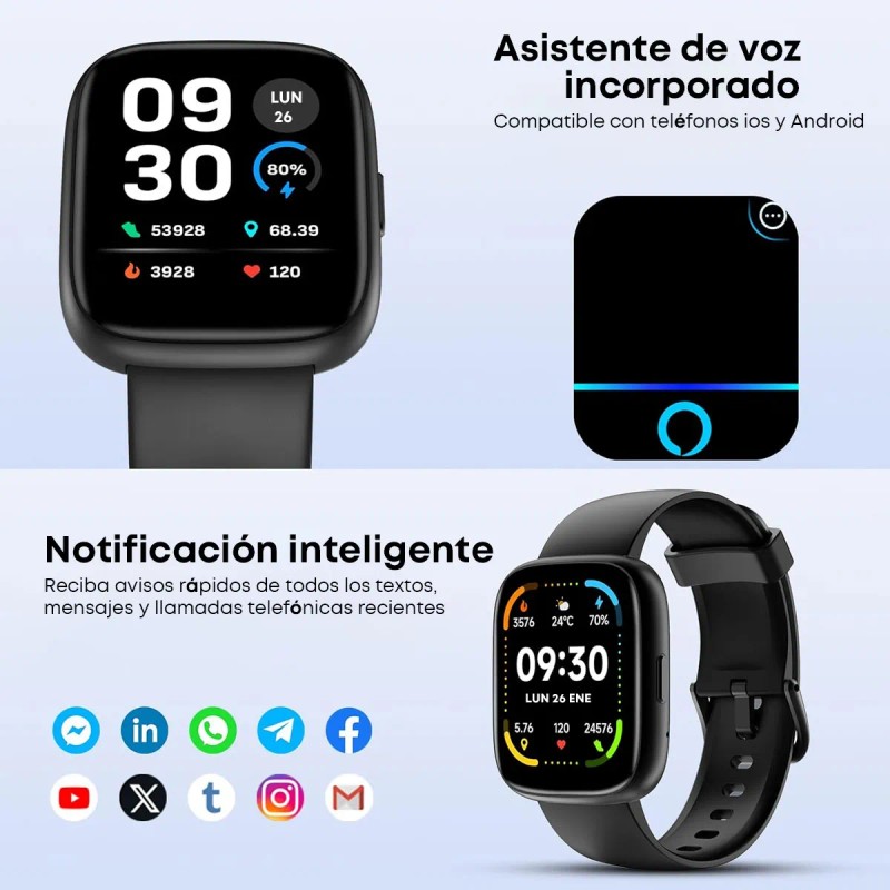 Reloj Inteligente 1.83 Alexa Bluetooth Llamada Smartwatch Idw26 Con Correa