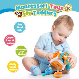 dashfor Montessori Toy Baby Toy from 6 Months, Montessori Toy from 1-3 Years, Montessori Cube Sensory Toy, Motor Skills Toy from 1 Year Travel Toy Christmas Day Gifts