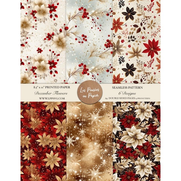 PRINTED PAPER 8,5" x 11” - Seamless Pattern: December Flower