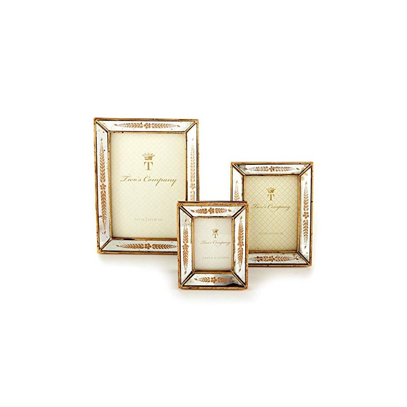 Two's Company Set of 3 Gold Leaf Photo Frames Includes