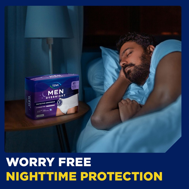 Tena Men Protective Incontinence Underwear for Men, Overnight Max Absorbency,