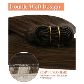 Sunny Hair Weft Hair Extensions Human Hair Sew in Hair Extensions Human Hair Straight Hair Extensions for Women Real Human Hair 24inch Dark Brown