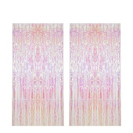 Foil Fringe Curtains, Sundecor Foil Curtains Metallic Fringe Party Door Shimmer Curtain for Party Photo Backdrop Birthday Wedding Christmas Decorations Accessory 3.2 ft x 6.5 ft (Multicolor, 2 Packs)