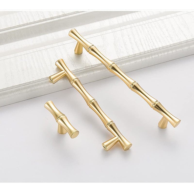 ESreake 6Pcs Bamboo Shape Solid Zinc Alloy Cabinet Knobs Handle