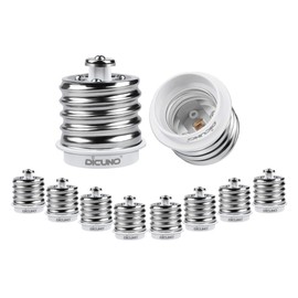 DiCUNO E39 to E26 Adapter, Mogul E39 to Standard E26 Screw Base Light Bulb Socket Reducer Converter, Maximum 200W and 165℃ Heat Resistant, Lamp Socket Adapter, 10-Pack