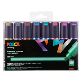 uni-ball 182609 - Posca Marker with Wide Chisel Tip, Set of 8, Metallic