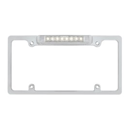 United Pacific UPI Chrome License Plate Frame With Back-Up Light - White LED/Clear Lens 50187