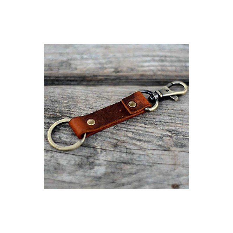 JJNUSA - Llavero de piel genuino de nogal para hombre,