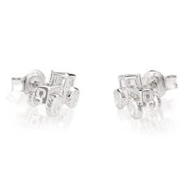 NKlaus Pair of 10 x 7 mm Tractor Stud Earrings 925 Silver Tractor Earrings Unisex 3766, Silver