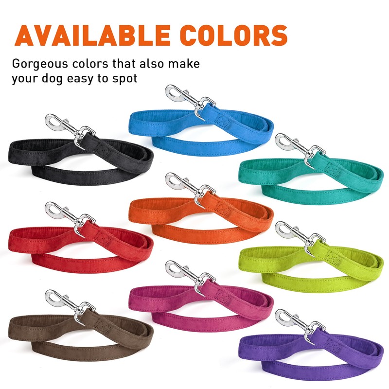 Dogline 4-Feet Soft Padded Durable Microfiber Dog Leash, 3/8-Inch, Purple