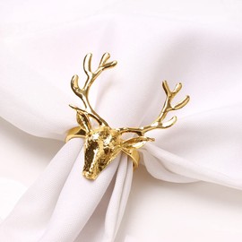 CENPEK 6pcs Gold Deer Napkin Rings Holders for Wedding Home Table Decoration Napkin Holder