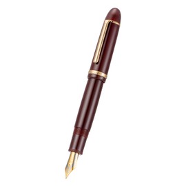 Jinhao X159 Wine Red Acrylic Fountain Pen, Size 8 Medium Nib Gold Trim Classic Design Smooth Writing Pen with Converter
