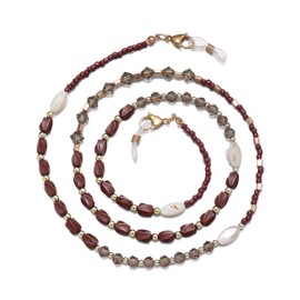 GIOLOYS Glasses Chain, Handmade Wooden beads Eyeglasses Chain Stylish Sunglasses Chain Glasses Strap Lanyard for Men Women EC-Wine-Red