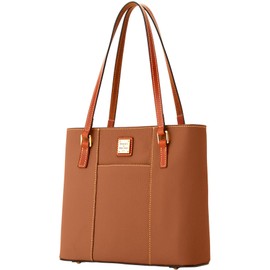 Dooney & Bourke Women's Small Lexington Tote in Pebble Grain Leather, Handbag with Long Leather Shoulder Straps, Caramel