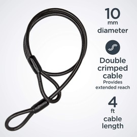 Schwinn Bike Max U-Lock with Double Crimped Cable, 2 Keys Included, 4 feet x 10mm Anti Theft Bicycle Lock, Security Level 5