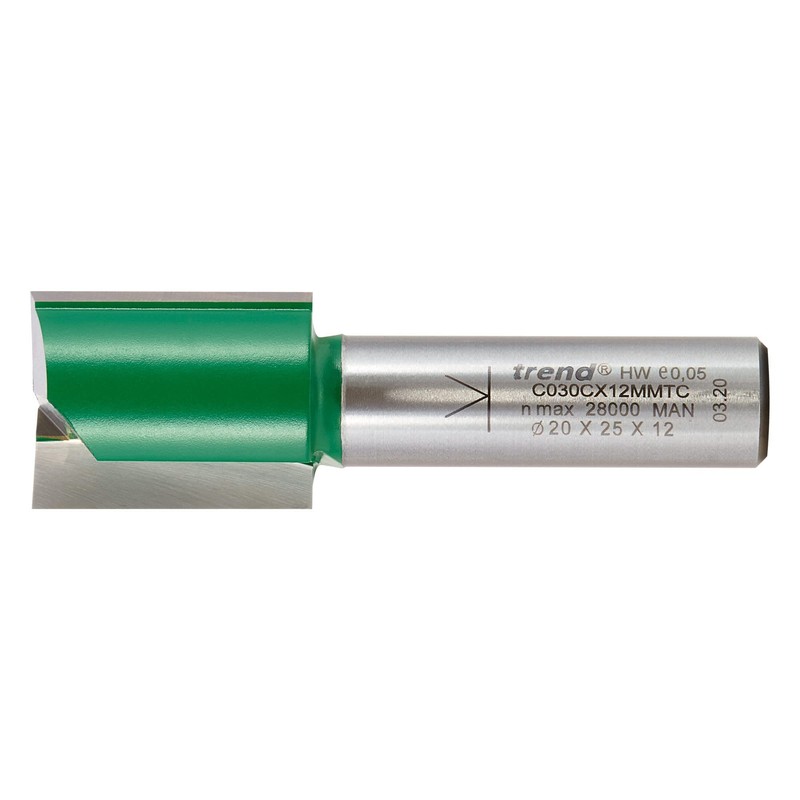 TREND C030CX12MMTC Double Flute Cutter 20mm Diameter x 25mm Cut