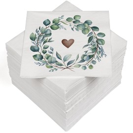 HEKU 100 napkins, 3-ply, 33 x 33 cm, eucalyptus heart, absorbent and practical packaging, wide selection, ideal for special occasions