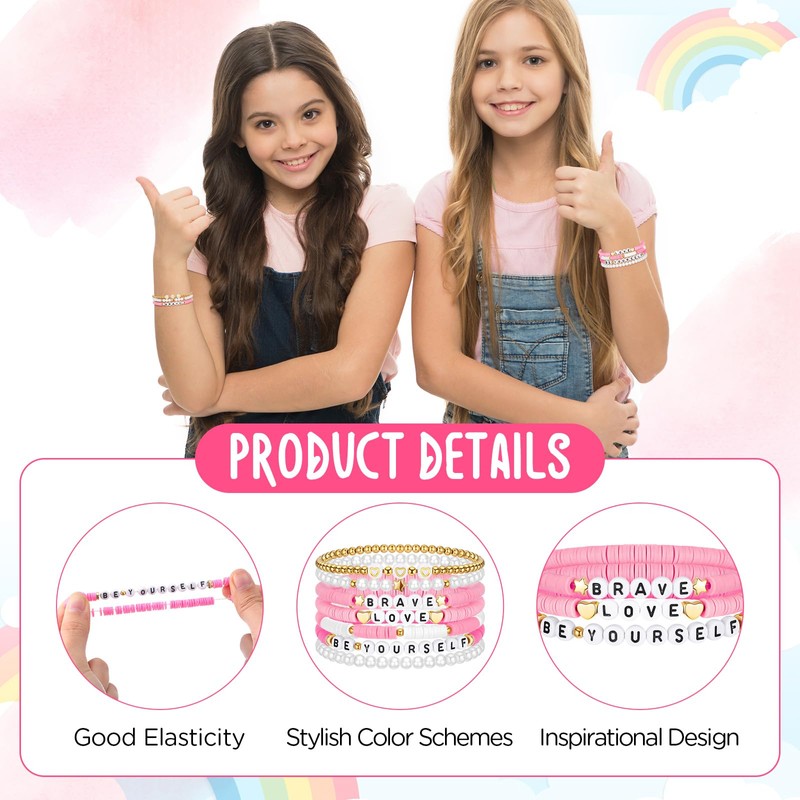 Landical 7 Pcs Friendship Bracelets for Women Teen Girls Preppy