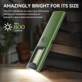 WeteamnoI Rechargeable EDC Flashlight with Green Beam, Bright White Led Flashlight Combo, 800 Lumens Portable Flat Flashlights with Magnet Aluminium Alloy Material (Green)